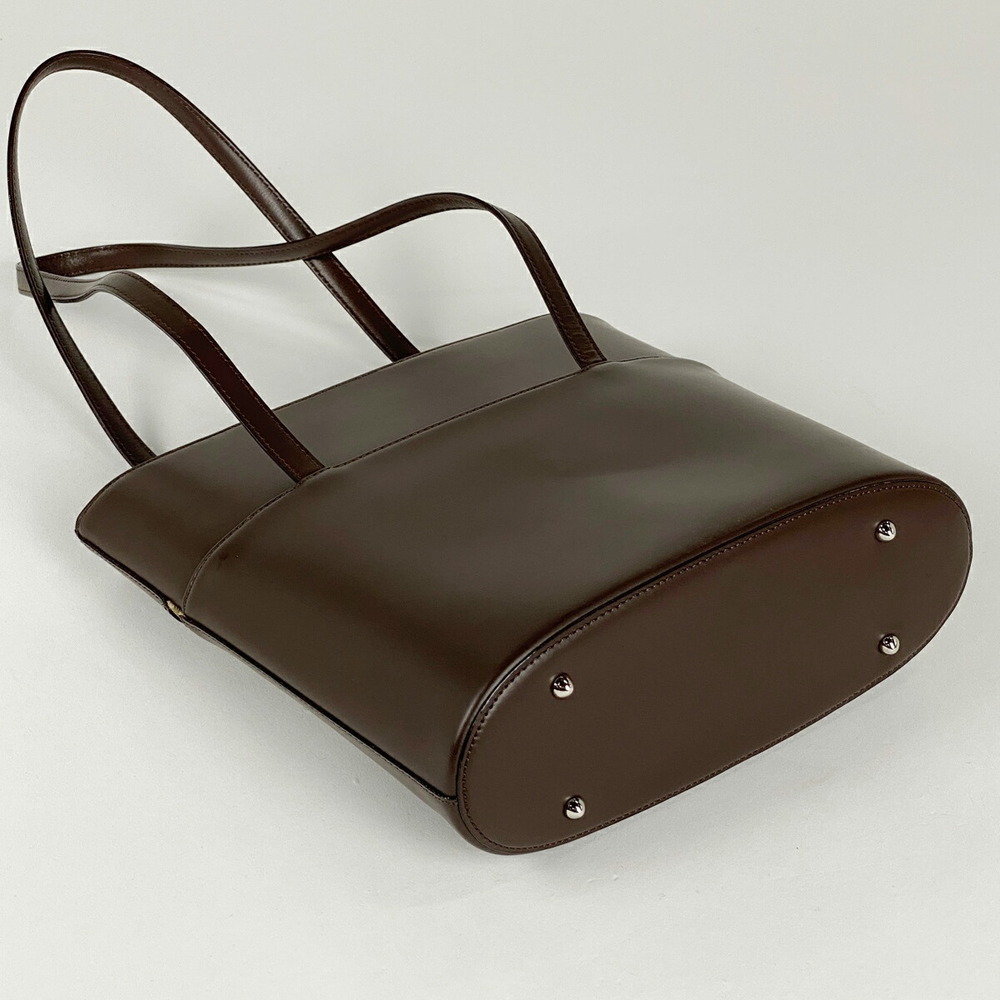 Burberry Logo Tote Bag Check Leather Brown - Picture 2 of 7